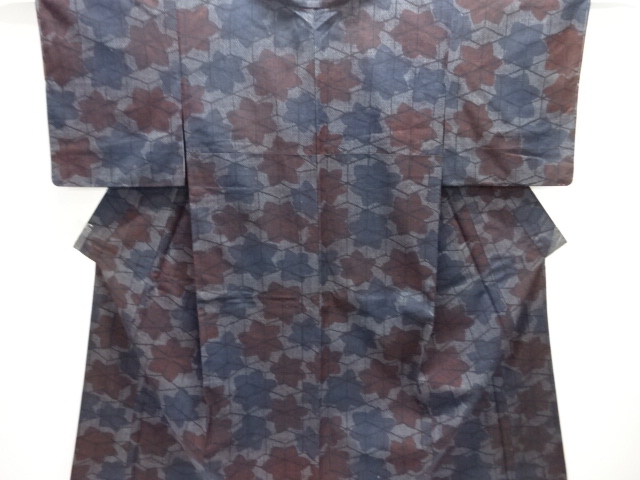 JAPANESE KIMONO / ANTIQUE KIMONO / SILK / TSUMUGI / FLOWER